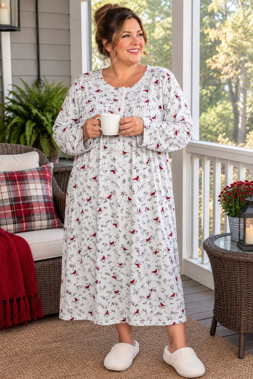 Aria Collection Nightgown Red Cardinal Velour Sleepwear Size 3X